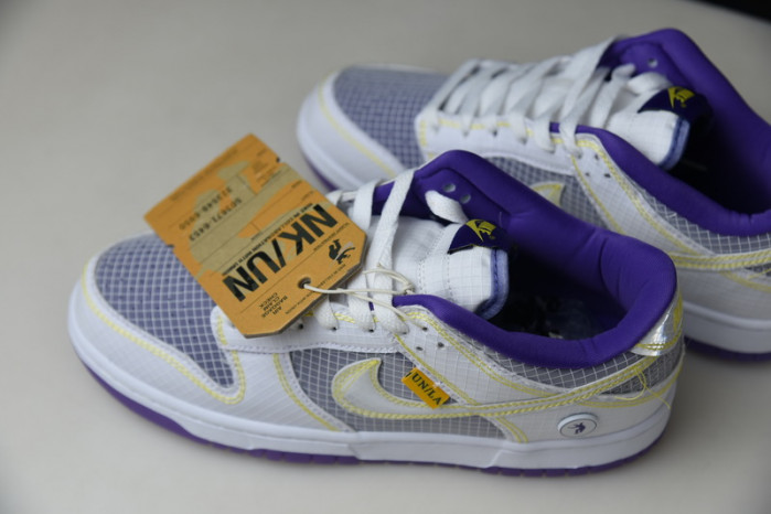 union la x nike dunk low court purple white grey yellow dj9649-500